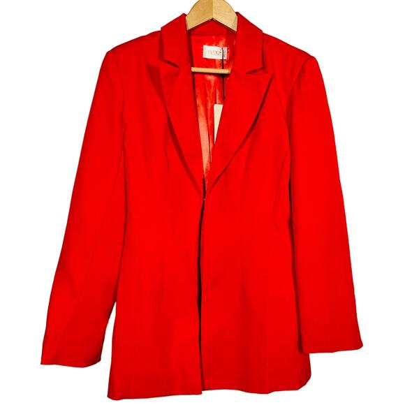 NEW! Club L London Wide Lapel Jacket Clasp Front Red Career Casual - 12 - Picture 1 of 6